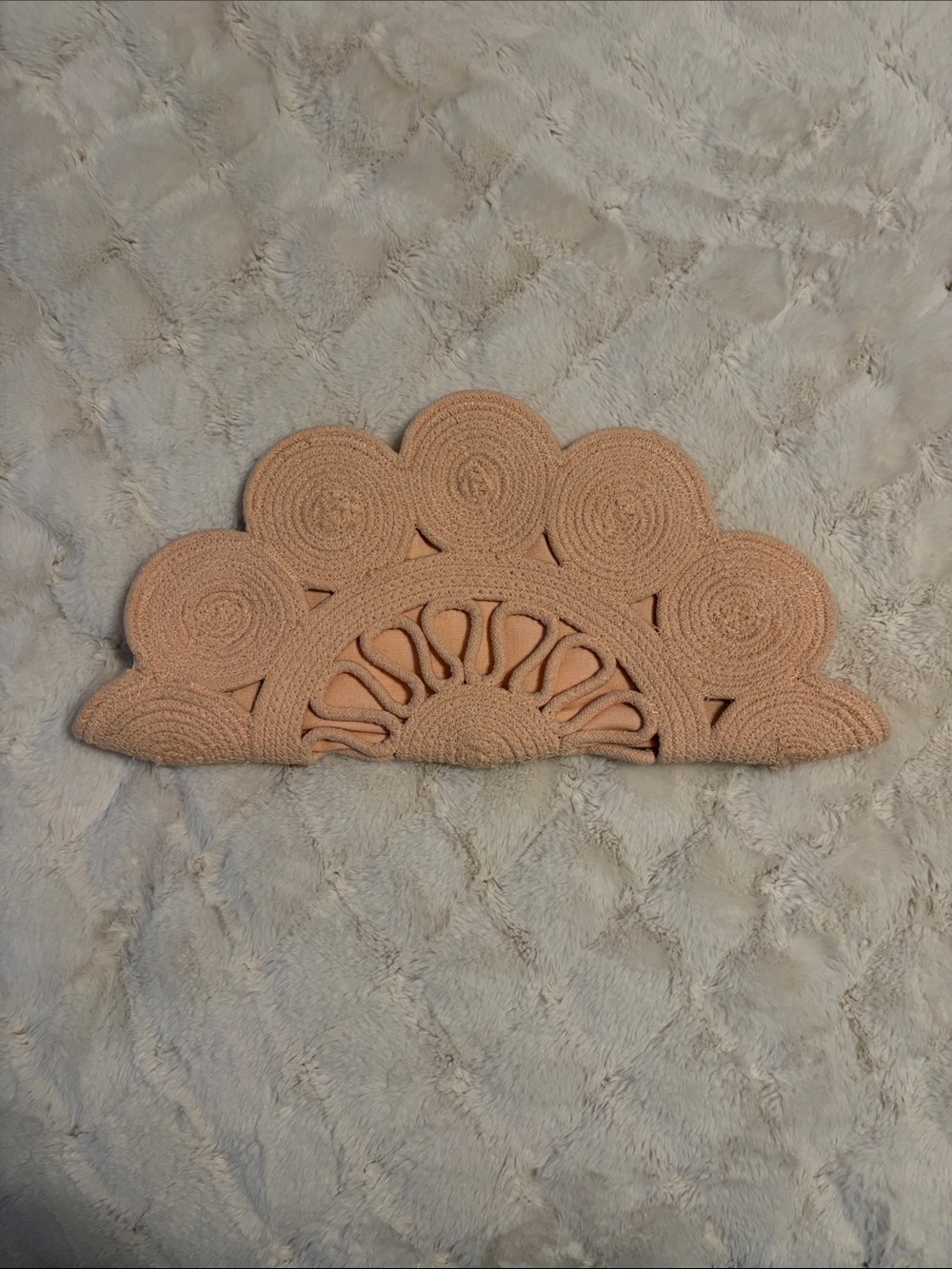 Shiraleah Peach Fan-Shaped Woven Clutch